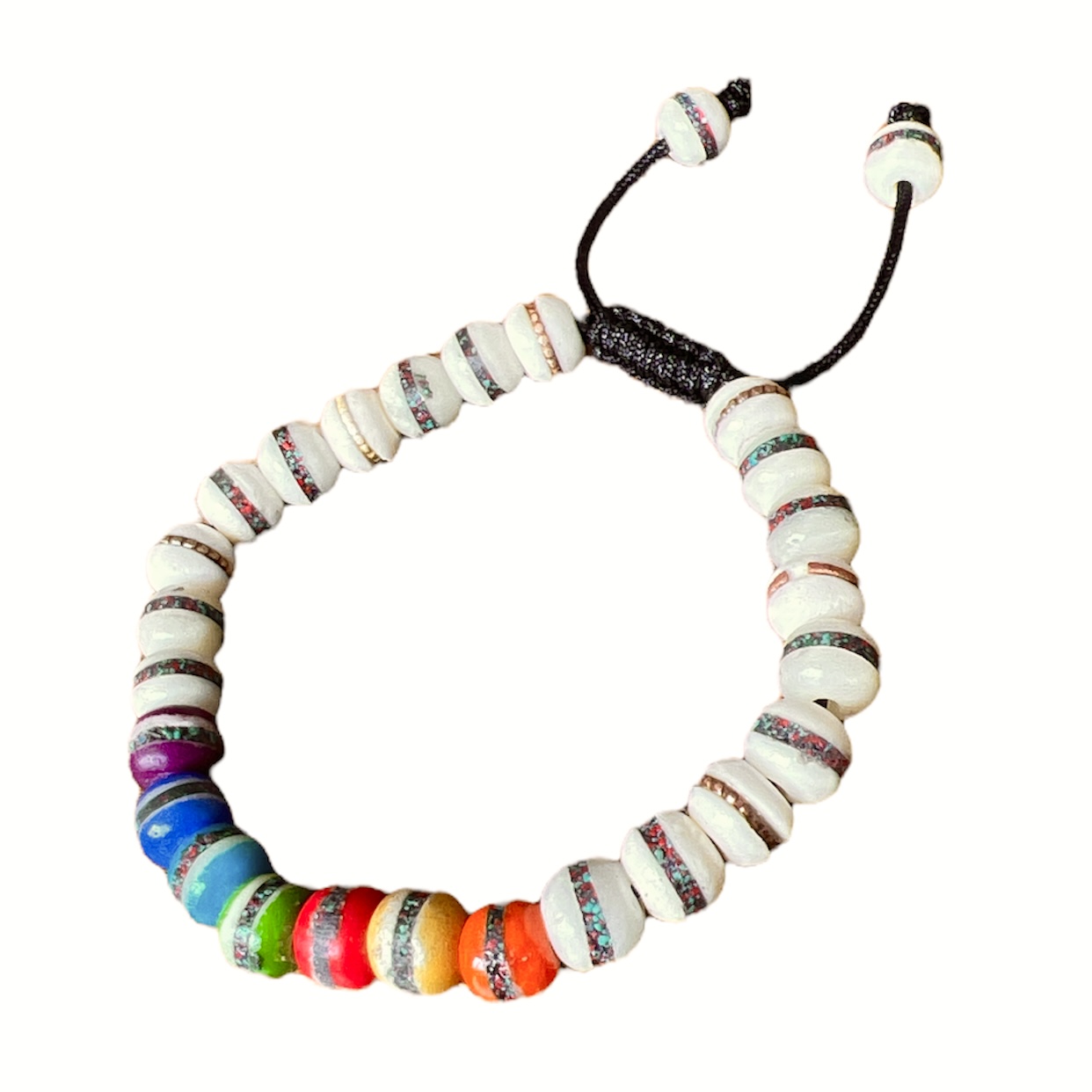 Pulsera Mala hueso 7 chakras con Incrustaciones