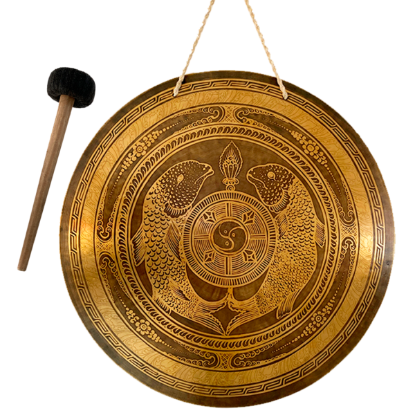 Gong Tibetano 44cm Dos Peces Dorados