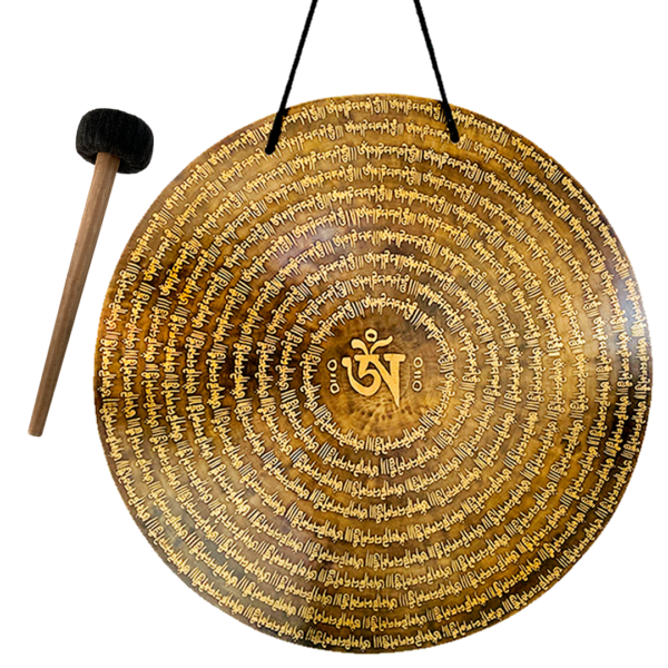 Gong Tibetano 44cm Mantra Om Mani Pame Hum