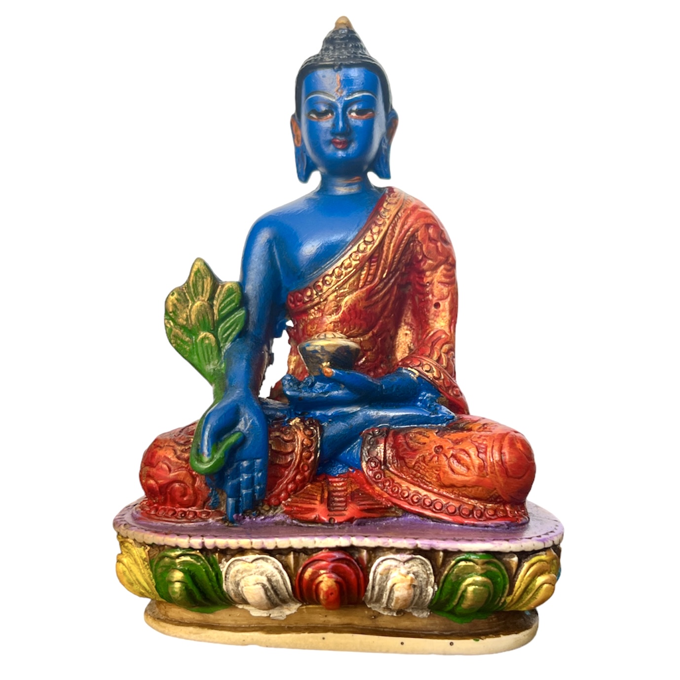 Estatua Resina Buda Medicinal Pintada a Mano 14cm