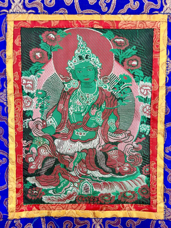 Acercamiento a imagen Thangka Tara Verde Brocado 28x40cm