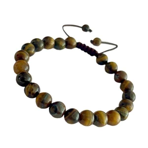 Pulsera mala ojo de tigre en fondo blanco