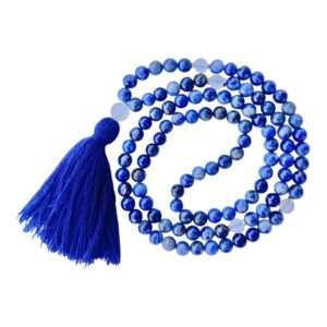 Japa Mala Sodalita 6mm con Cristal mate y Hematita