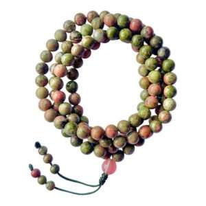 Japa Mala de Unakita con Cuarzo Cereza